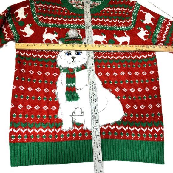 White Cat Diva Ugly Christmas Sweater Size Large  by Holiday Hype - Picture 7 of 9